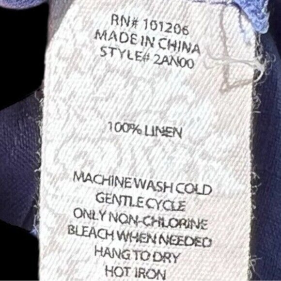 🌻Soft Surroundings Blue Linen Lagenlook Minimalist Tabbed Sleeve Tunic Medium - Picture 11 of 12